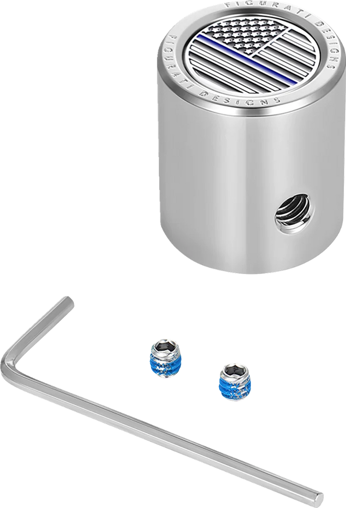 Figurati Designs Heel-Toe Shifter Cover - Blue Line American Flag - Stainless Steel - Main Product View