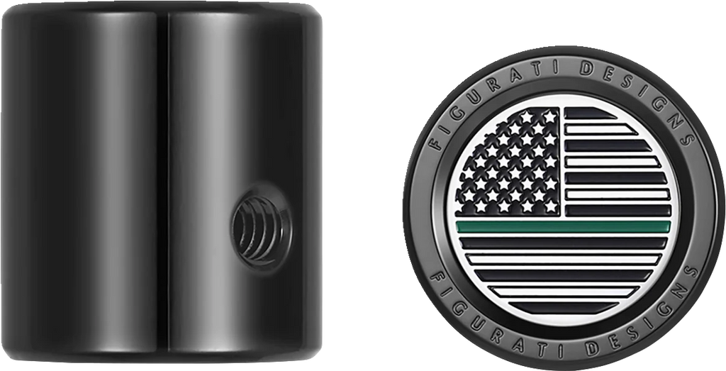 Figurati Designs Heel-Toe Shifter Cover - Green Line American Flag - Black - Side View