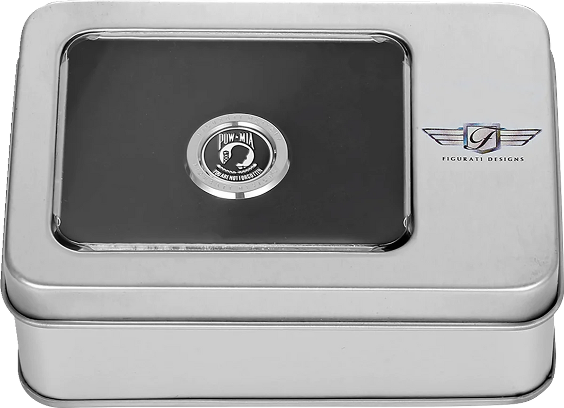 Figurati Designs Heel-Toe Shifter Cover - POW MIA - Stainless Steel - Back View