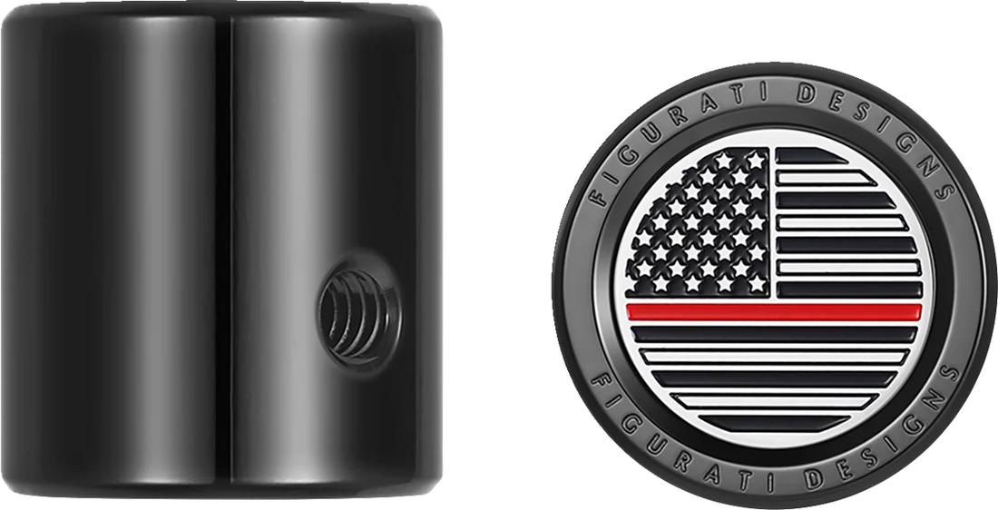 Figurati Designs Heel-Toe Shifter Cover - Red Line American Flag - Black - Side View