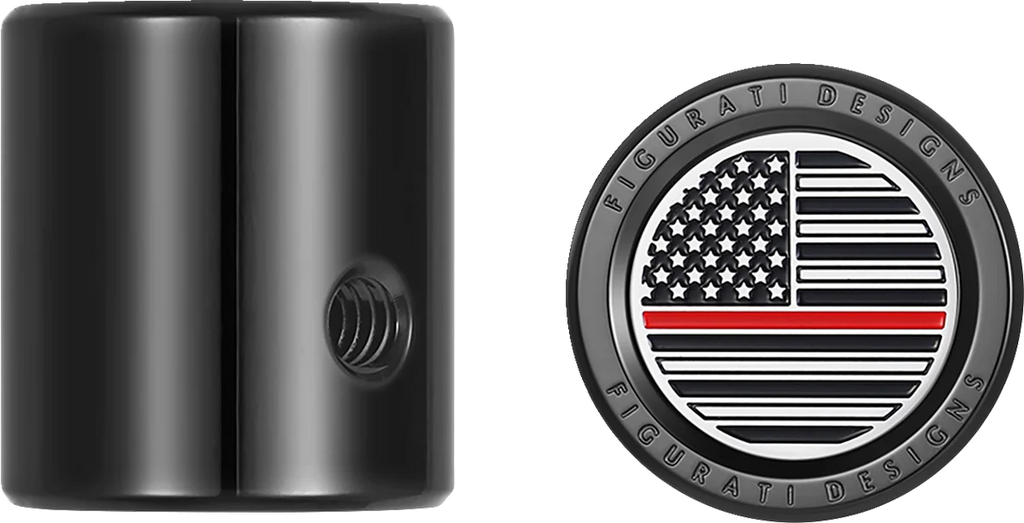 Figurati Designs Heel-Toe Shifter Cover - Red Line American Flag - Black - Side View