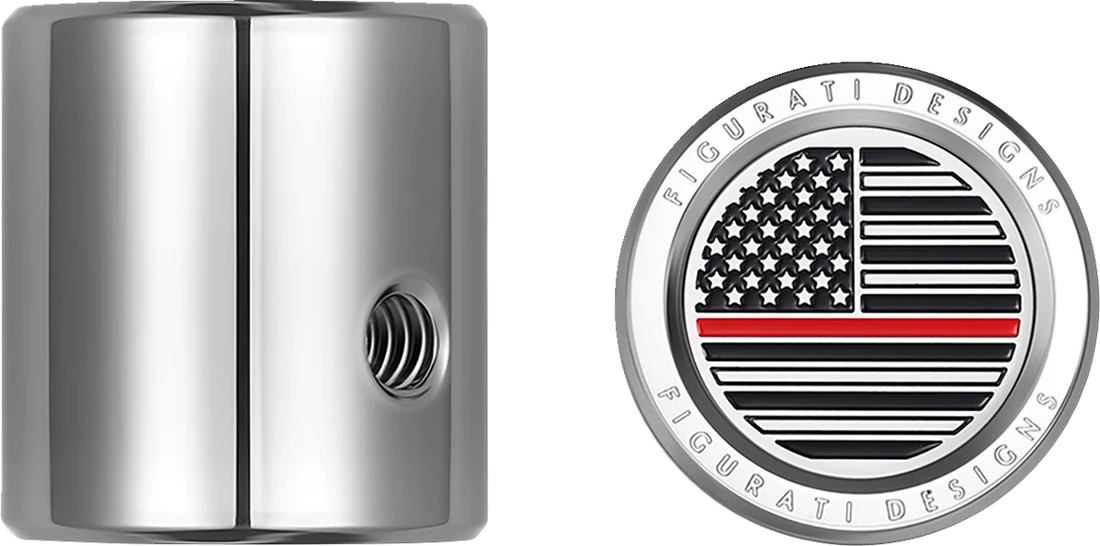 Figurati Designs Heel-Toe Shifter Cover - Red Line American Flag - Stainless Steel - Side View