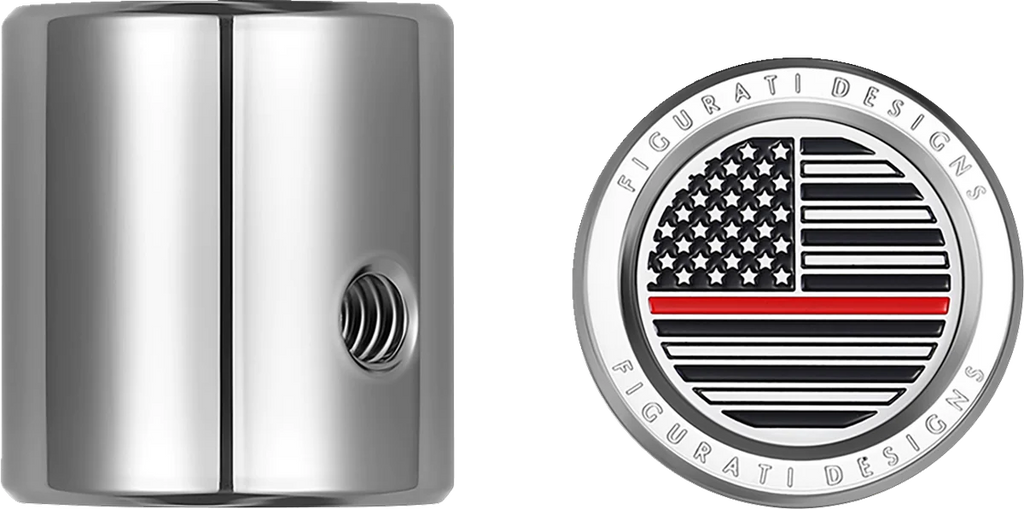 Figurati Designs Heel-Toe Shifter Cover - Red Line American Flag - Stainless Steel - Side View