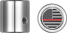 Load image into Gallery viewer, Figurati Designs Heel-Toe Shifter Cover - Red Line American Flag - Stainless Steel - Side View
