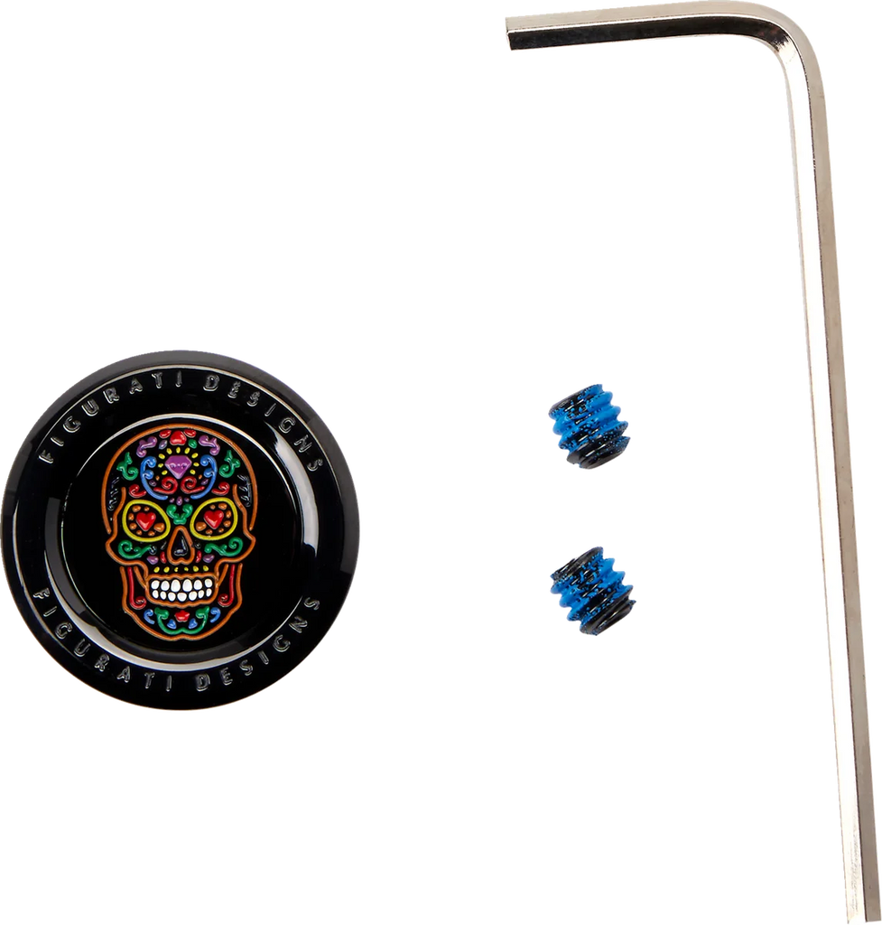 Figurati Designs Heel-Toe Shifter Cover - Sugar Skull - Black - Side View