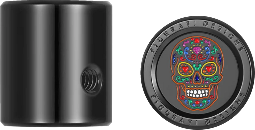 Figurati Designs Heel-Toe Shifter Cover - Sugar Skull - Black - Back View