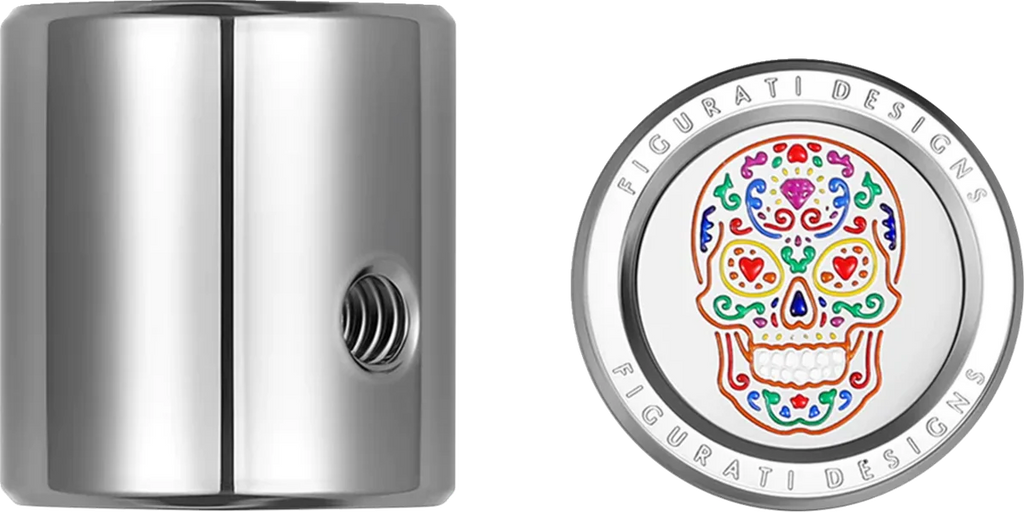Figurati Designs Heel-Toe Shifter Cover - Sugar Skull - Stainless Steel - Back View