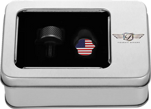 Load image into Gallery viewer, Figurati Designs Seat Mounting Knob - Black - American Flag - Back View