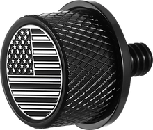 Load image into Gallery viewer, Figurati Designs Seat Mounting Knob - Black - Black/White American Flag - Contrast Cut - Main Product View