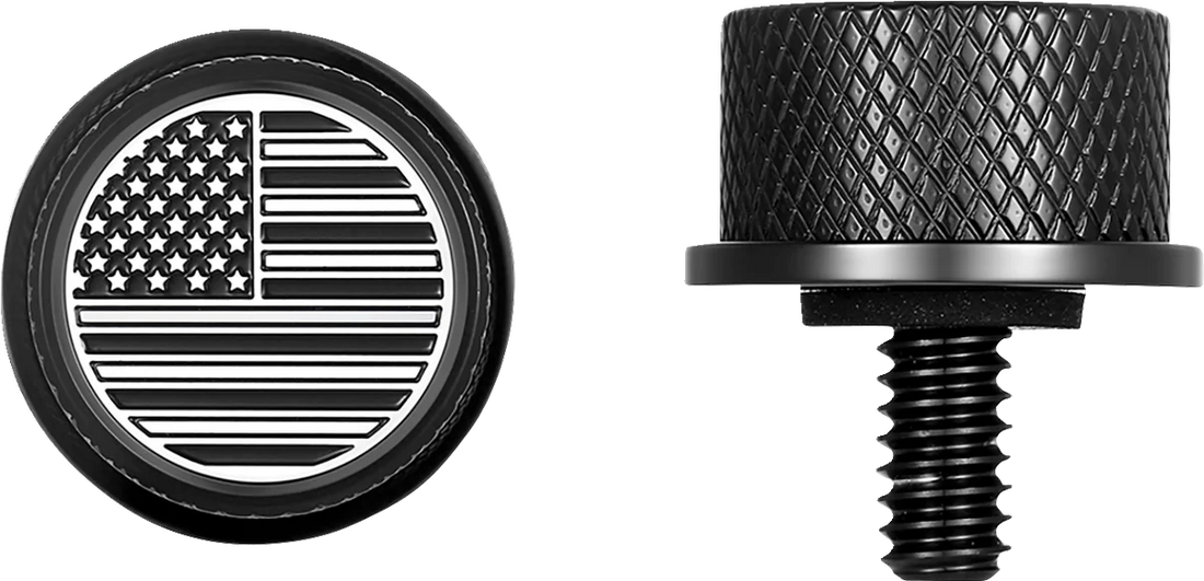 Figurati Designs Seat Mounting Knob - Black - Black/White American Flag - Contrast Cut - Side View