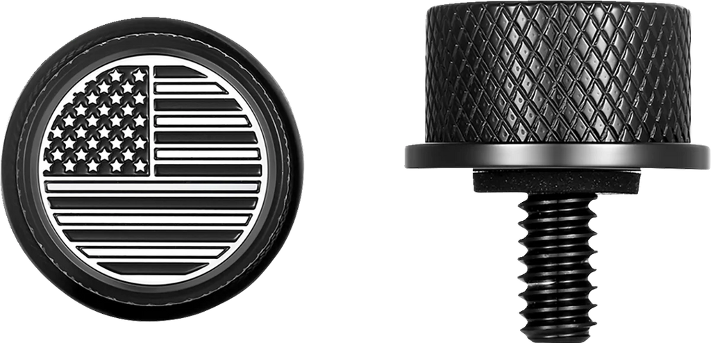 Figurati Designs Seat Mounting Knob - Black - Black/White American Flag - Contrast Cut - Side View