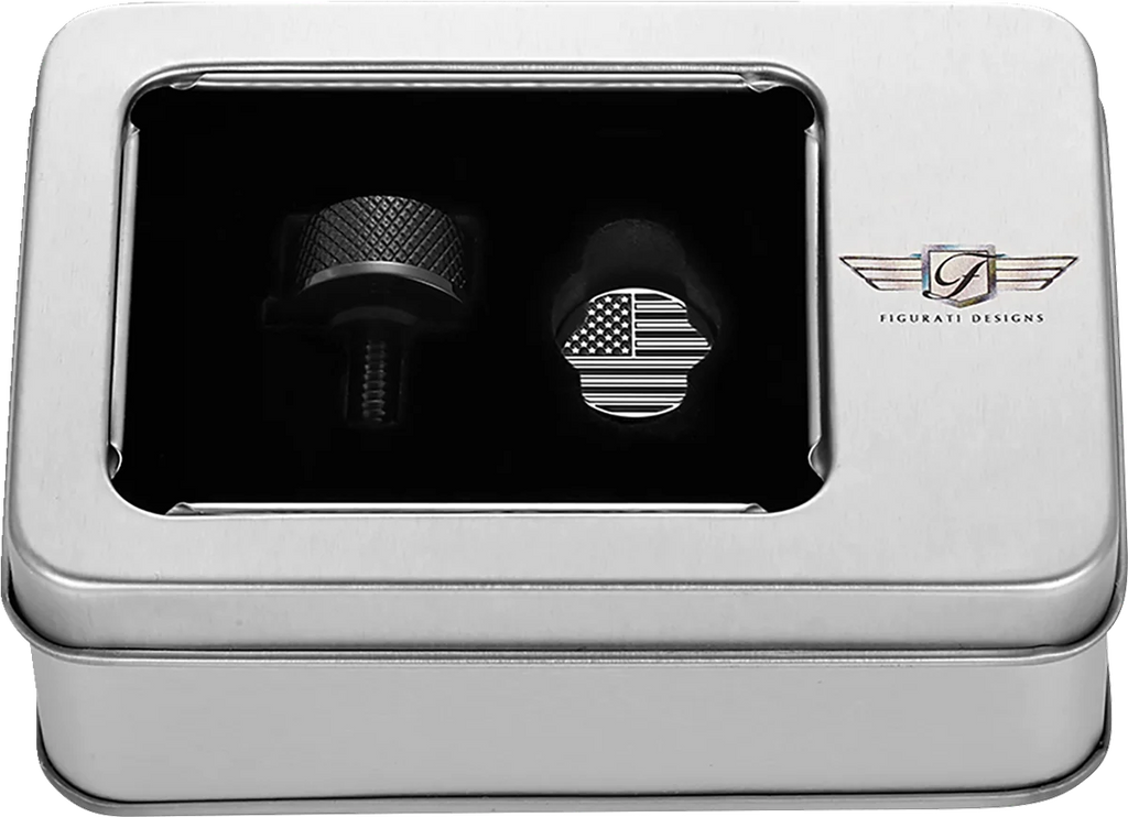 Figurati Designs Seat Mounting Knob - Black - Black/White American Flag - Contrast Cut - Back View