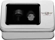Load image into Gallery viewer, Figurati Designs Seat Mounting Knob - Black - Black/White American Flag - Contrast Cut - Back View