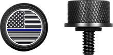Load image into Gallery viewer, Figurati Designs Seat Mounting Knob - Black - Blue Line American Flag - Side View