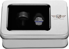 Load image into Gallery viewer, Figurati Designs Seat Mounting Knob - Black - Blue Line American Flag - Back View