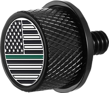 Load image into Gallery viewer, Figurati Designs Seat Mounting Knob - Black - Green Line American Flag - Main Product View