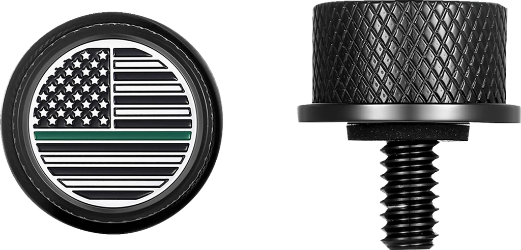 Figurati Designs Seat Mounting Knob - Black - Green Line American Flag - Side View