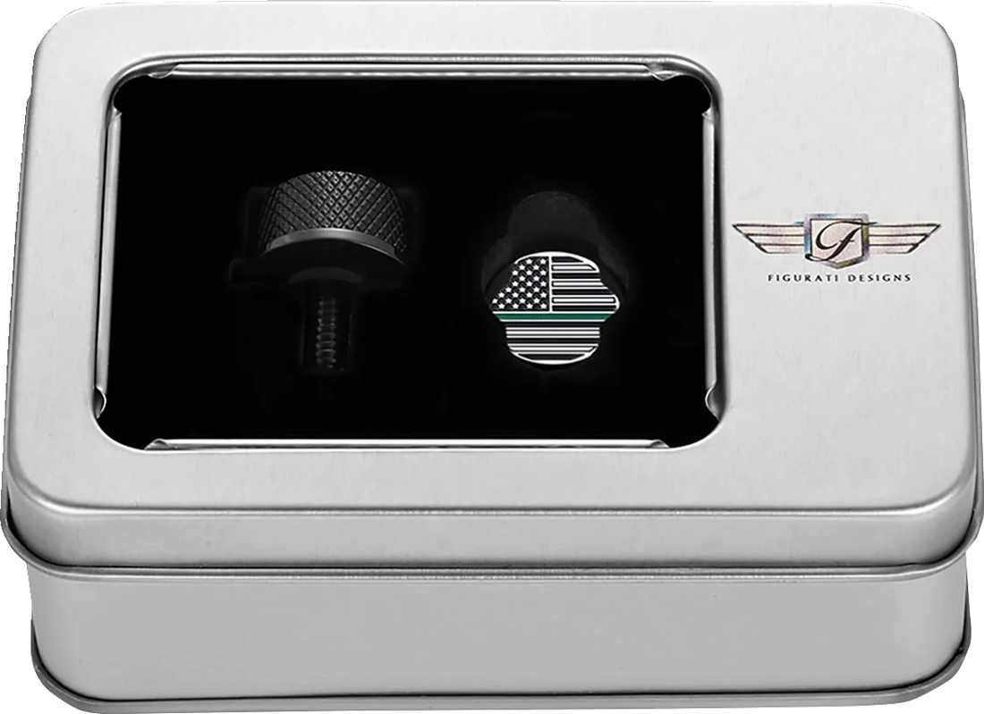 Figurati Designs Seat Mounting Knob - Black - Green Line American Flag - Back View