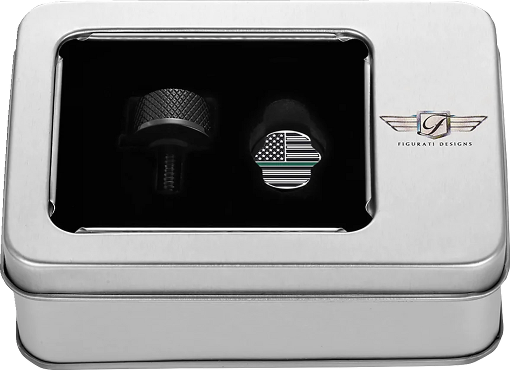Figurati Designs Seat Mounting Knob - Black - Green Line American Flag - Back View