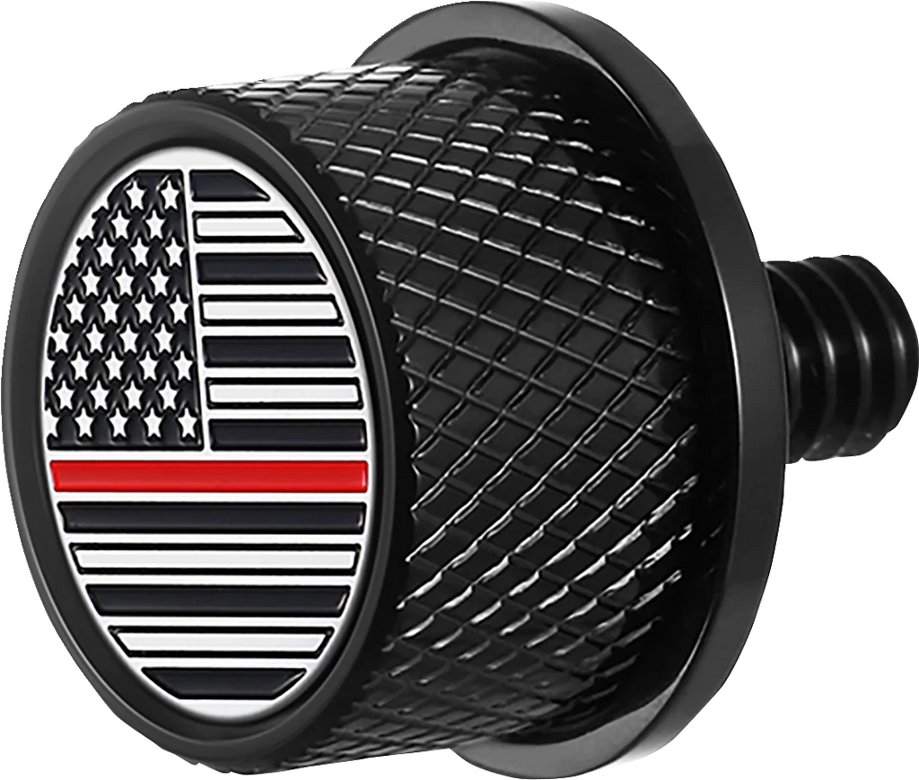Figurati Designs Seat Mounting Knob - Black - Red Line American Flag - Main Product View