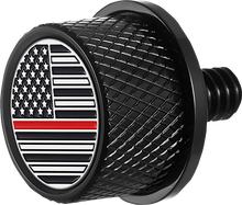 Load image into Gallery viewer, Figurati Designs Seat Mounting Knob - Black - Red Line American Flag - Main Product View