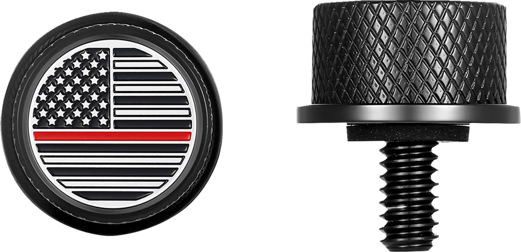 Figurati Designs Seat Mounting Knob - Black - Red Line American Flag - Side View