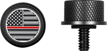 Load image into Gallery viewer, Figurati Designs Seat Mounting Knob - Black - Red Line American Flag - Side View