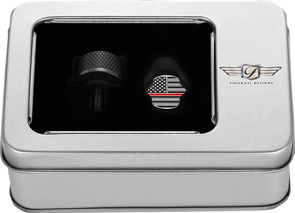 Figurati Designs Seat Mounting Knob - Black - Red Line American Flag - Back View