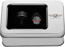 Load image into Gallery viewer, Figurati Designs Seat Mounting Knob - Black - Red Line American Flag - Back View