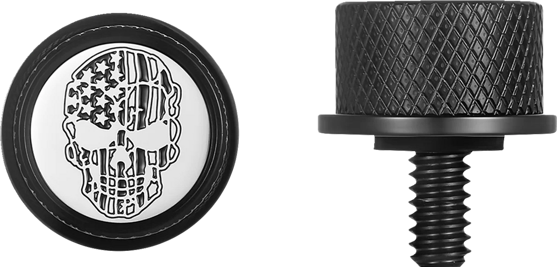 Figurati Designs Seat Mounting Knob - Black - Skull - Contrast Cut - Side View