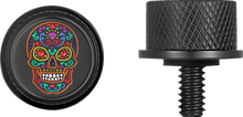 Load image into Gallery viewer, Figurati Designs Seat Mounting Knob - Black - Sugar Skull - Side View