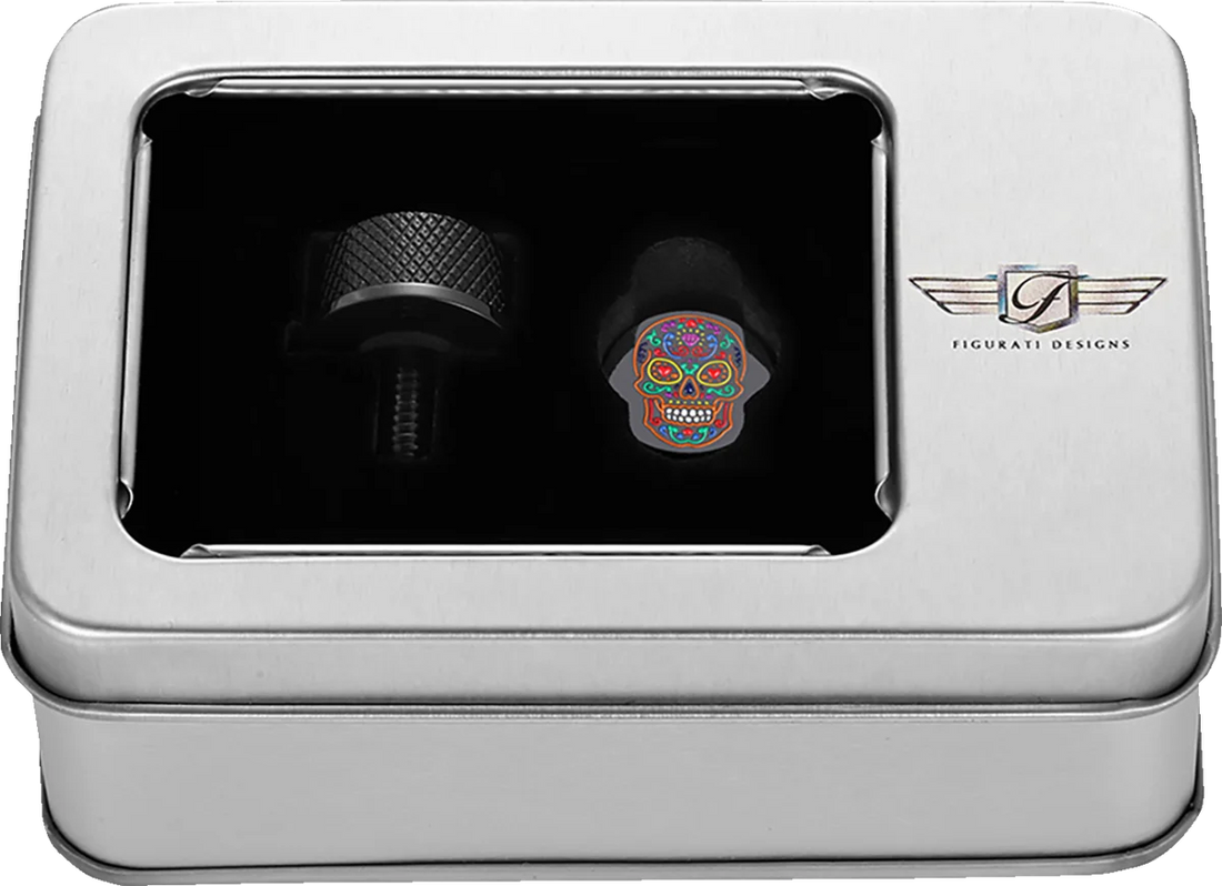 Figurati Designs Seat Mounting Knob - Black - Sugar Skull - Back View