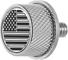Load image into Gallery viewer, Figurati Designs Seat Mounting Knob - Stainles Steel - Black/White American Flag - Contrast Cut - Main Product View