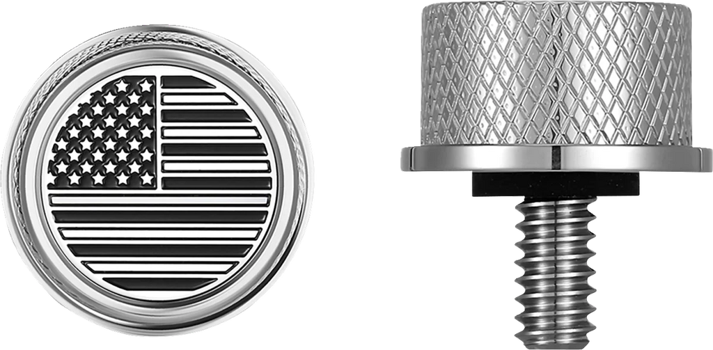 Figurati Designs Seat Mounting Knob - Stainles Steel - Black/White American Flag - Contrast Cut - Side View