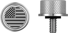 Load image into Gallery viewer, Figurati Designs Seat Mounting Knob - Stainles Steel - Black/White American Flag - Contrast Cut - Side View
