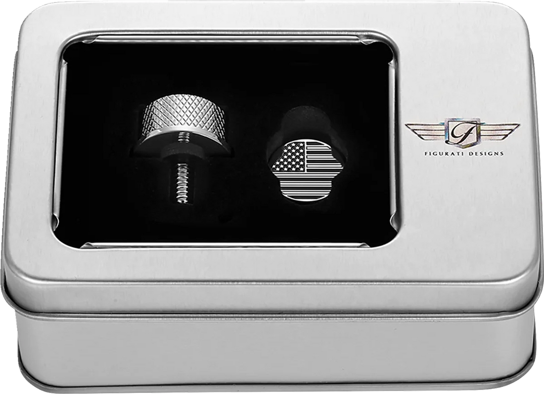 Figurati Designs Seat Mounting Knob - Stainles Steel - Black/White American Flag - Contrast Cut - Back View