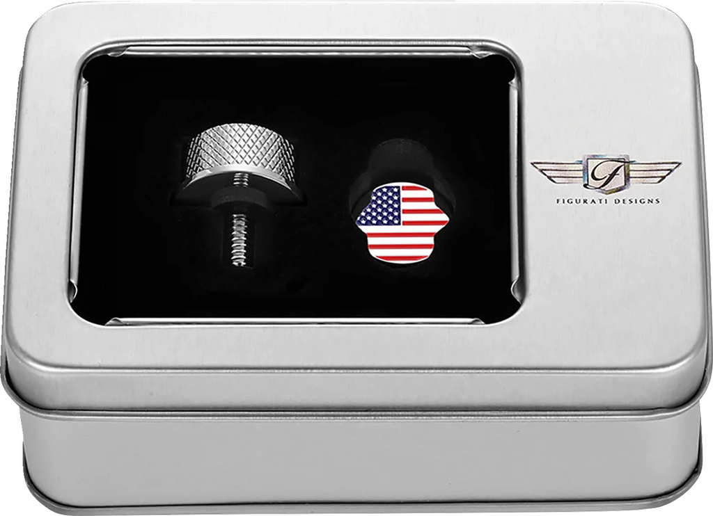 Figurati Designs Seat Mounting Knob - Stainless Steel - American Flag - Back View