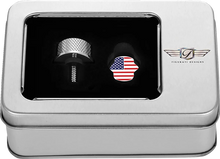 Load image into Gallery viewer, Figurati Designs Seat Mounting Knob - Stainless Steel - American Flag - Back View