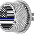 Load image into Gallery viewer, Figurati Designs Seat Mounting Knob - Stainless Steel - Blue Line American Flag - Main Product View