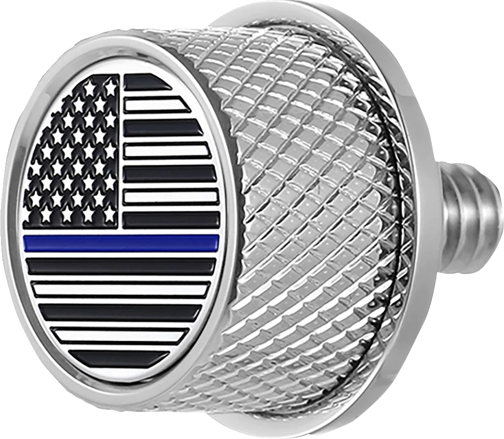 Figurati Designs Seat Mounting Knob - Stainless Steel - Blue Line American Flag - Main Product View