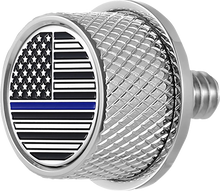 Load image into Gallery viewer, Figurati Designs Seat Mounting Knob - Stainless Steel - Blue Line American Flag - Main Product View