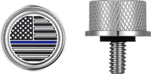 Load image into Gallery viewer, Figurati Designs Seat Mounting Knob - Stainless Steel - Blue Line American Flag - Side View