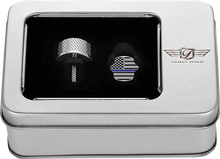Load image into Gallery viewer, Figurati Designs Seat Mounting Knob - Stainless Steel - Blue Line American Flag - Back View