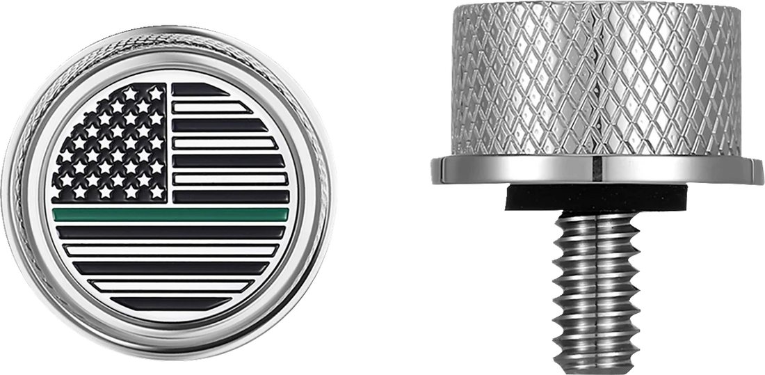 Figurati Designs Seat Mounting Knob - Stainless Steel - Green Line American Flag - Side View