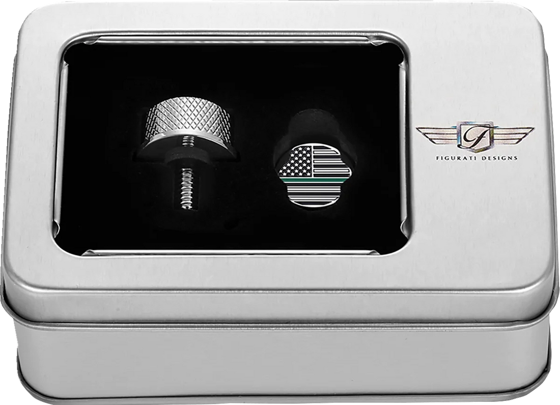 Figurati Designs Seat Mounting Knob - Stainless Steel - Green Line American Flag - Back View