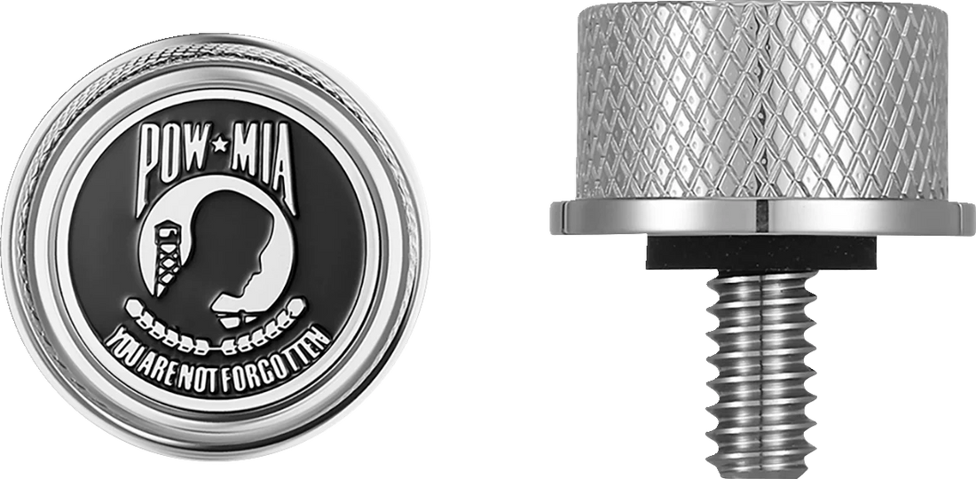 Figurati Designs Seat Mounting Knob - Stainless Steel - POW MIA - Side View