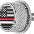 Load image into Gallery viewer, Figurati Designs Seat Mounting Knob - Stainless Steel - Red Line American Flag - Main Product View