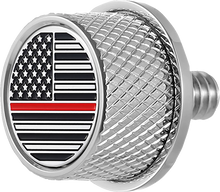 Load image into Gallery viewer, Figurati Designs Seat Mounting Knob - Stainless Steel - Red Line American Flag - Main Product View
