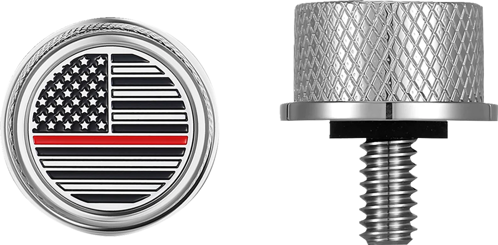 Figurati Designs Seat Mounting Knob - Stainless Steel - Red Line American Flag - Side View