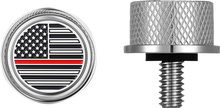 Load image into Gallery viewer, Figurati Designs Seat Mounting Knob - Stainless Steel - Red Line American Flag - Side View